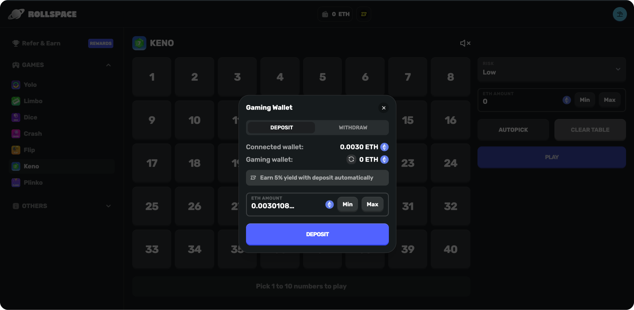 Deposit Gaming Balance