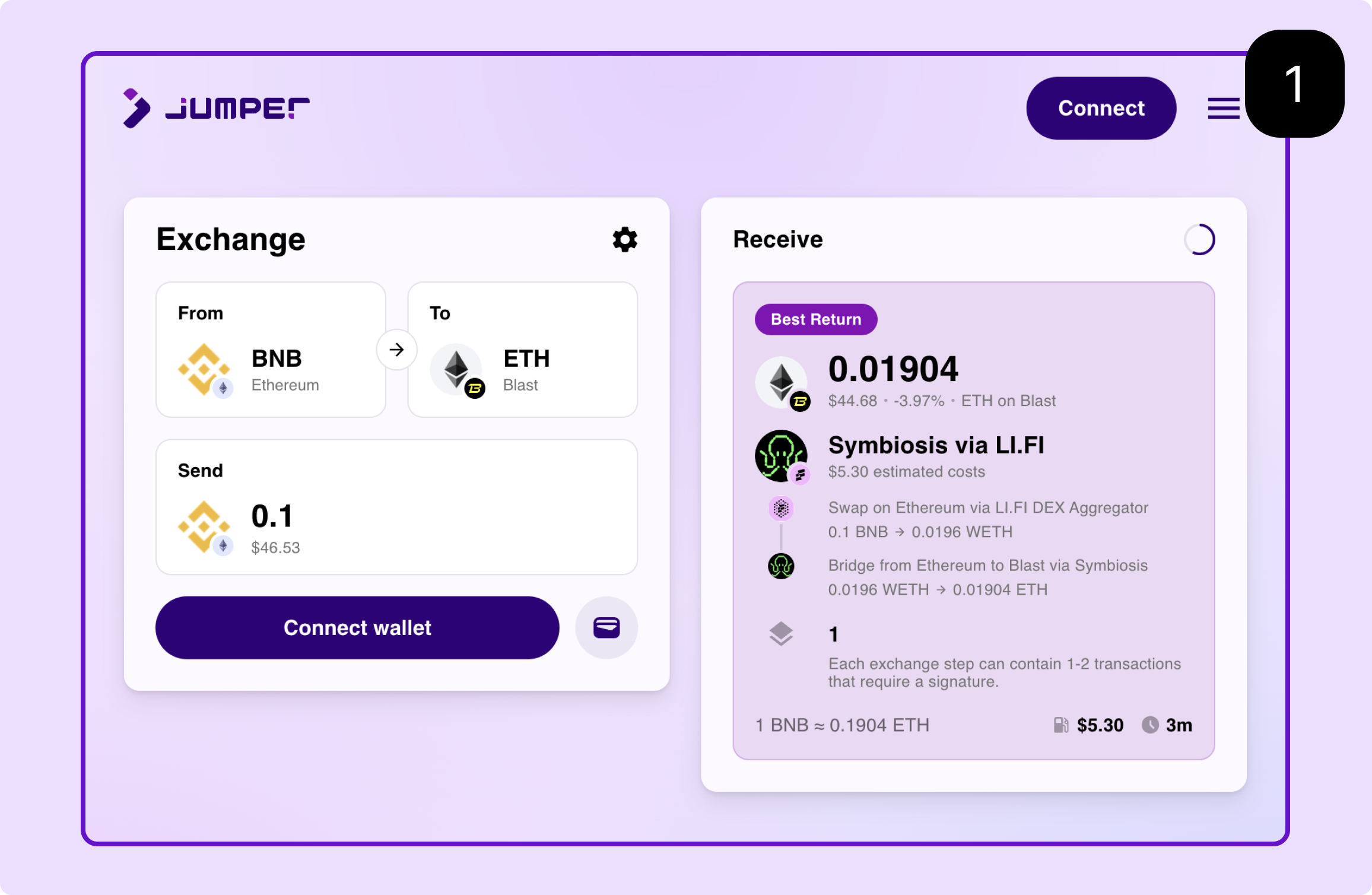 Get blast ETH using jumper.exchange view